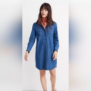 Madewell Denim Puff Sleeve Shirt Dress Tunic Small Button Front